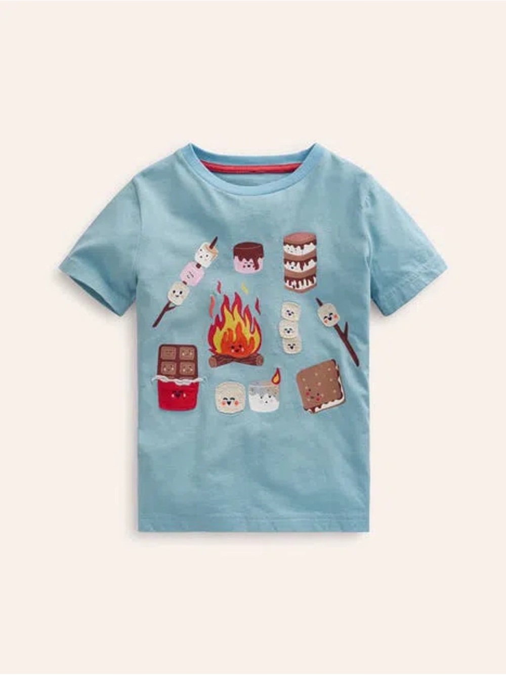 Mini Boden snores campfire appliqué shirt 4/5